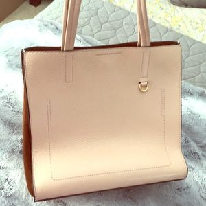 BLUSH PINK LEATHER AND BROWN SUEDE BAG